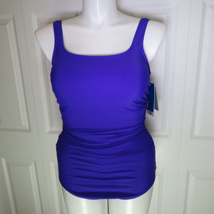 Reebok Purple 1 Piece Swimsuit w/ Ruching Size 18